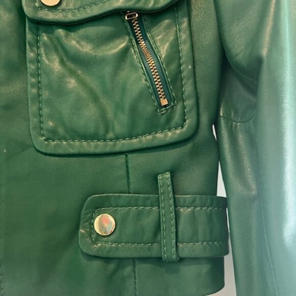BCBG Maxazria Green Leather Jacket, Size M - Picture 3 of 6
